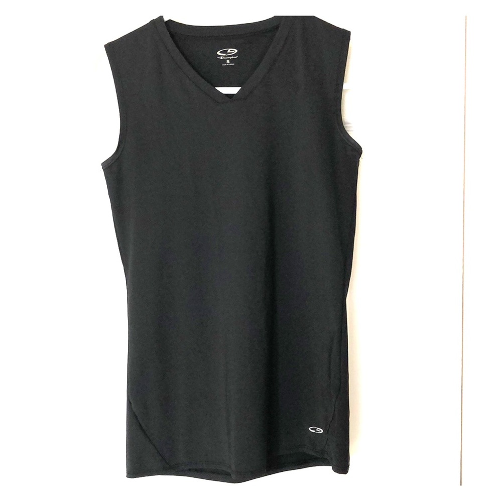 Black Champion Sleeveless Too, wicking material.